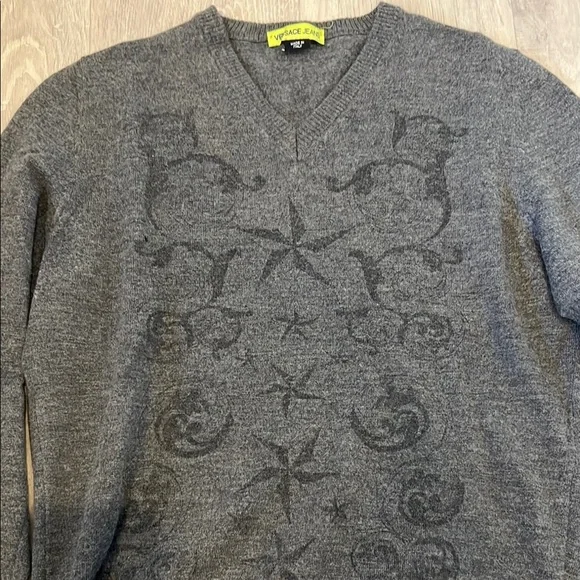 Versace Jeans Collection Charcoal V-Neck Sweater